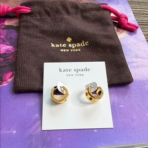 Kate Spade Set in Stone Gold and Colored Stones Hoop Earrings